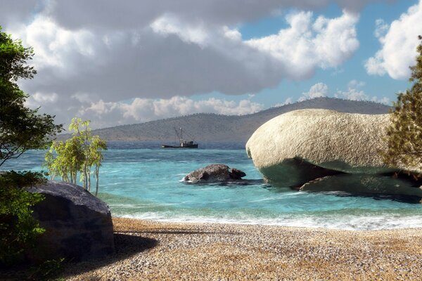 The sea beach of a quiet backwater