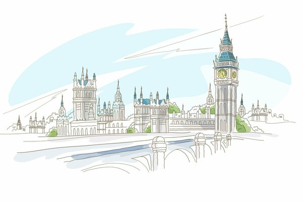 London city drawing wallpaper