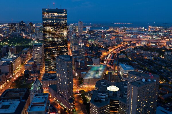 Die Lichter der Nacht von Boston, USA, Massachusetts