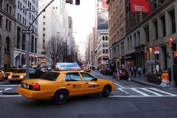 Taxi Zebra Wolkenkratzer Großstadtstraße