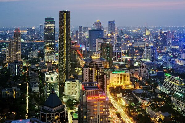 Lights of Bangkok city at night