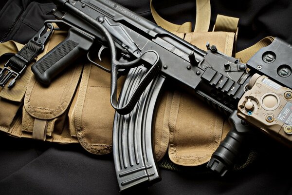 Machine gun on a black background