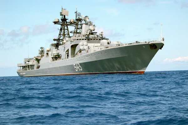 The M-16 ship in the blue sea