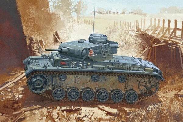 Art of a German tank of the Second World War