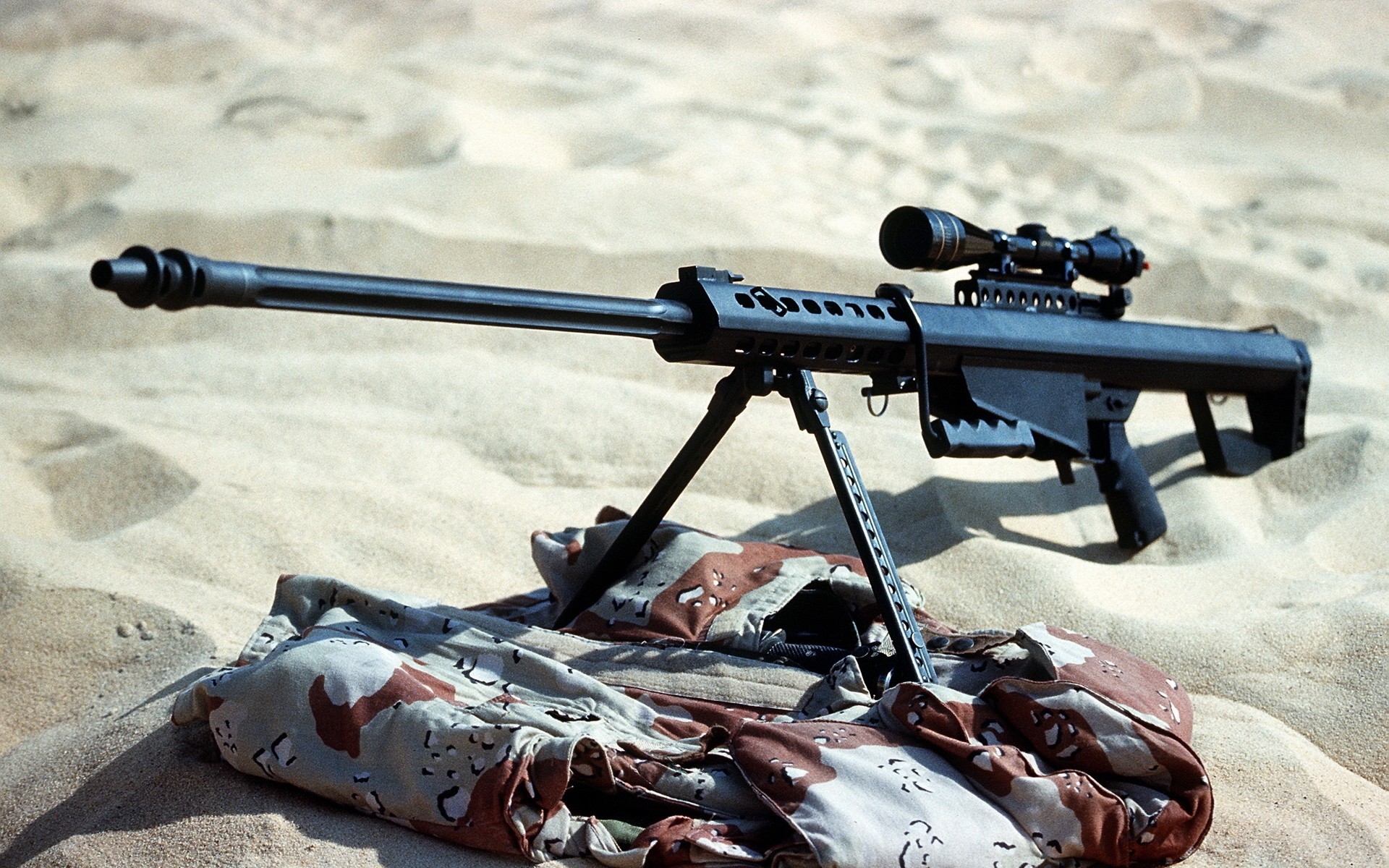 rifle sand weapon barrett camouflage