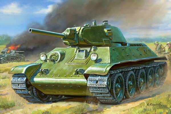 Tanque soviético en combate