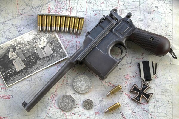 Vintage photo and gun