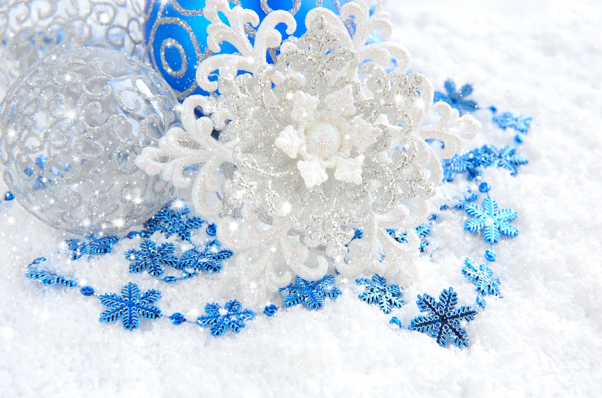 decorazione palle natale nuovo anno fiocco di neve argento bianco decorazione giocattoli modelli blu glitter