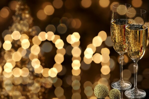 Festive champagne for the new year 2014