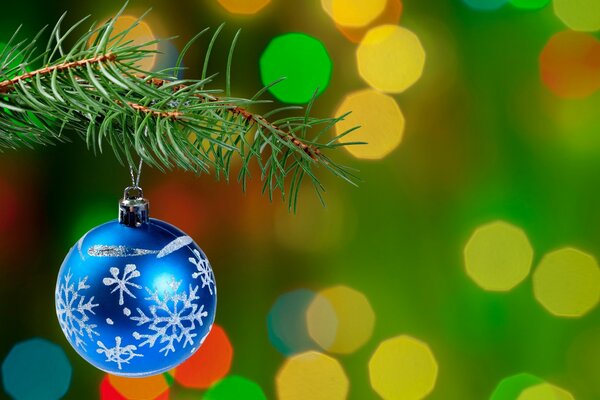 Decorazione dell albero di Natale su un ramo nel nuovo anno