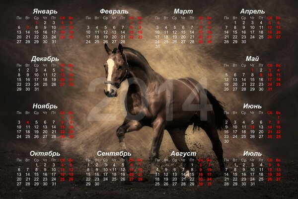 Календарь 2014 год лошади