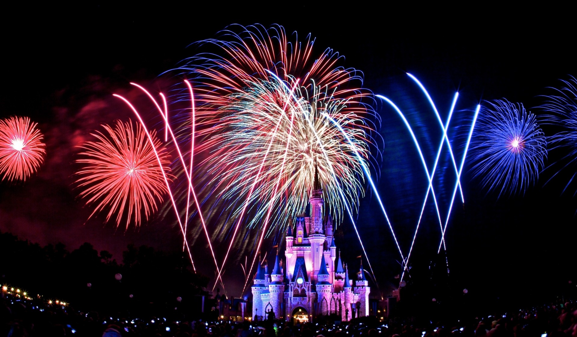 nacht feuerwerk disney magisches königreich weihnachtsdekoration