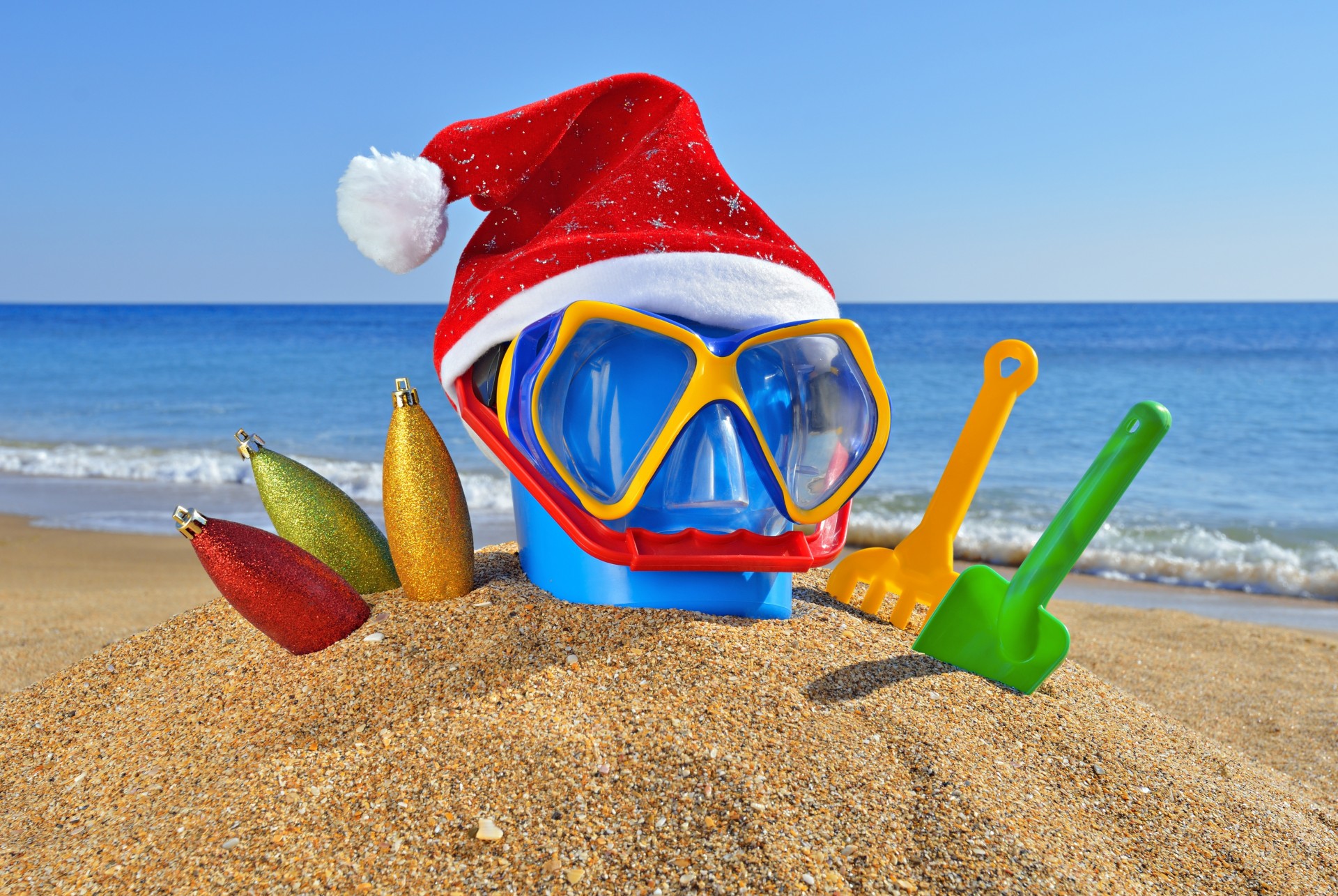 sand rechen weihnachten mütze neujahr strand glas meer ozean sommer spielzeug hut brille sommer