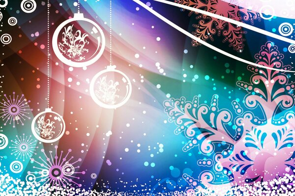 Christmas balls snowflakes background