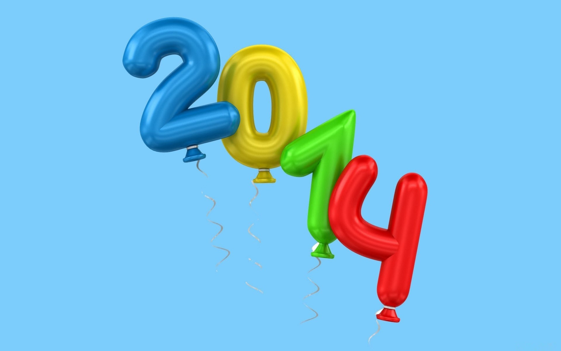 blue background balloons new year holiday numbers 2014