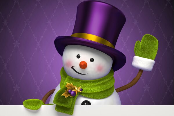 Funny snowman in a hat