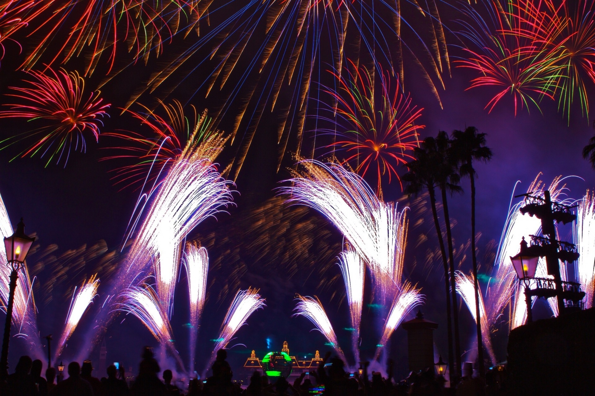 nuit feux d artifice disney royaume magique décoration de noël