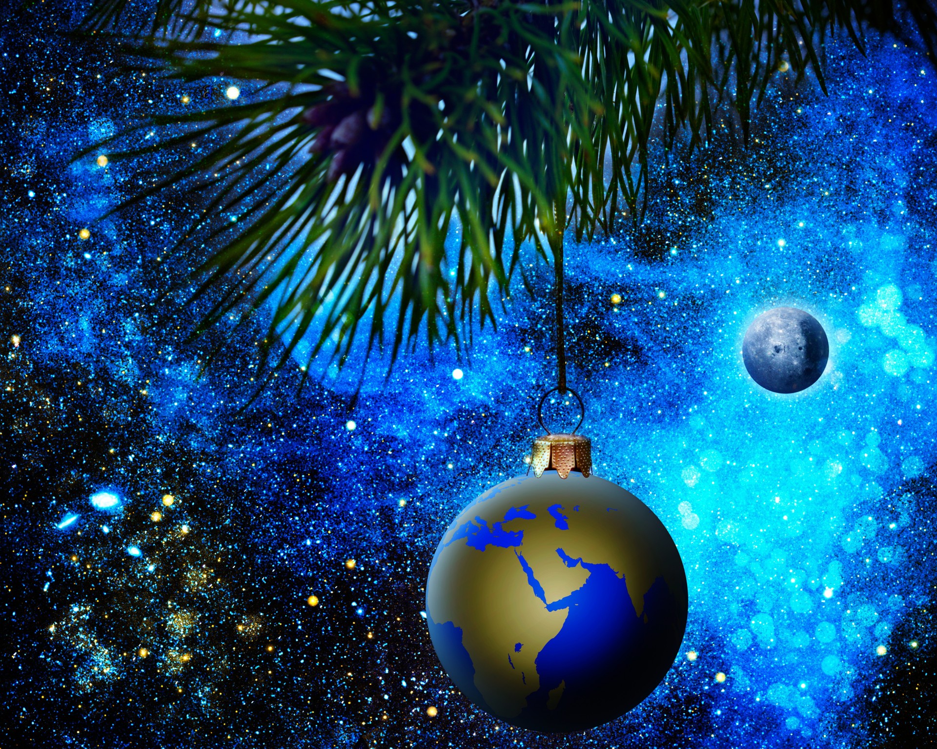 árbol de navidad bola año nuevo tierra planeta espacio