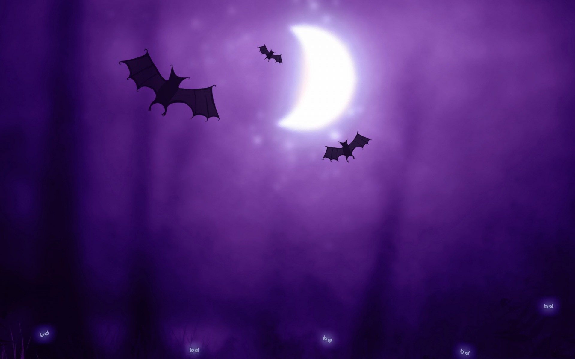 chauves-souris violet créatures halloween lune