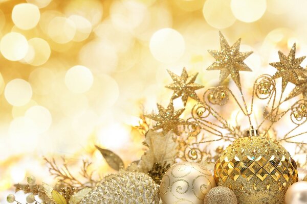 New Year background with golden Christmas balls