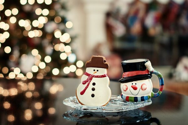 Lebkuchen Schneemänner im Winter