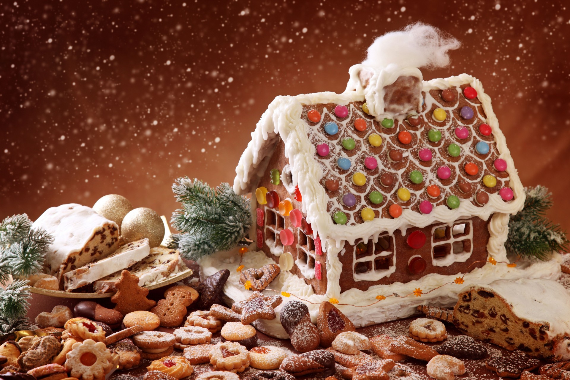 cake christmas cookies holiday forest sweets magic house baking snow powder merry christmas winter