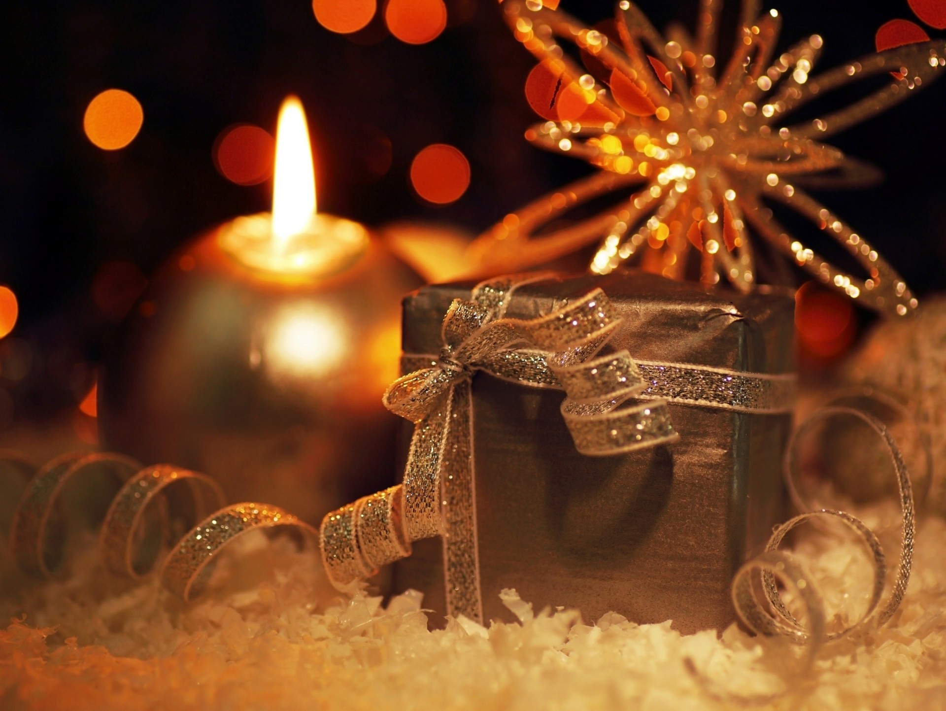 luci capodanno candela fiocco di neve vacanza nastro decorazione carta da parati di natale regalo