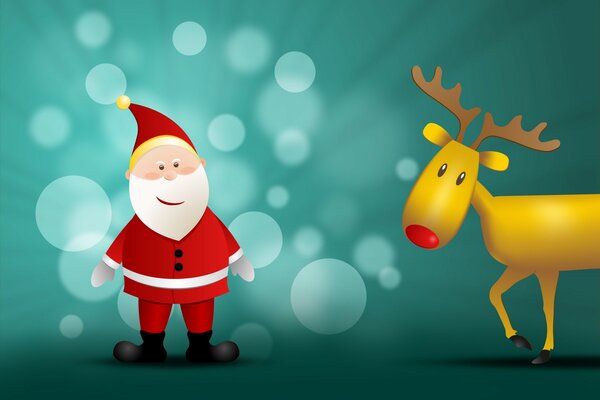 Santa Claus and a deer will give you a holiday