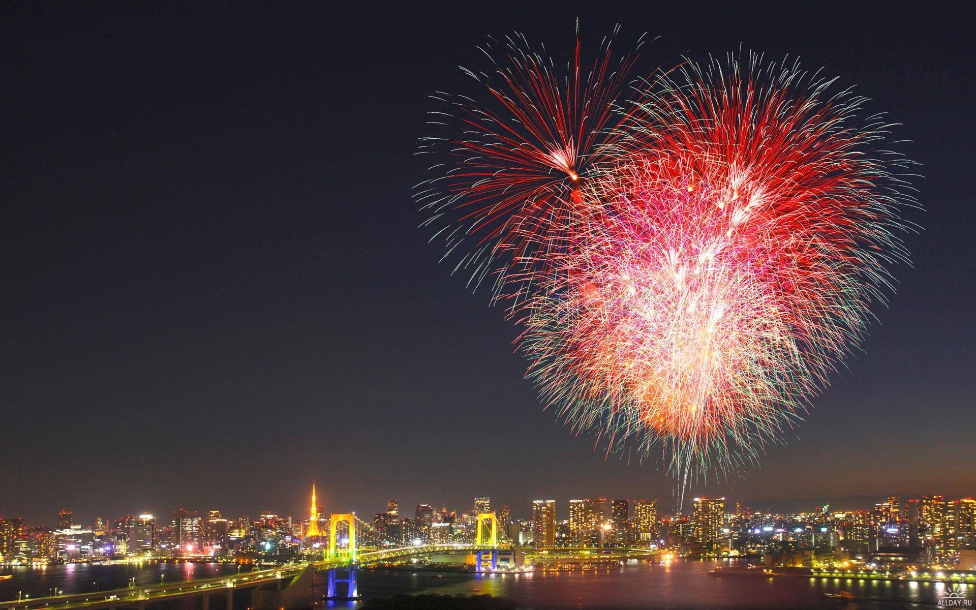 feux d artifice nuit ville