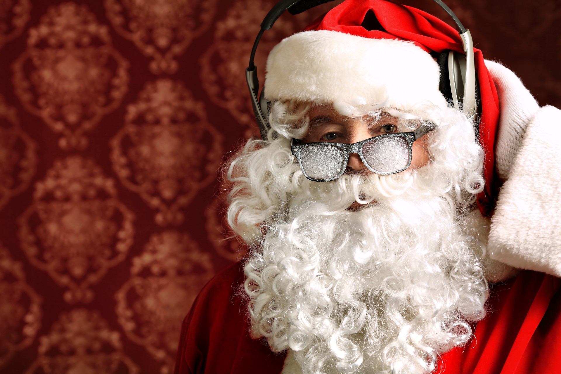 father christmas uniforms new year chalet beard headphone