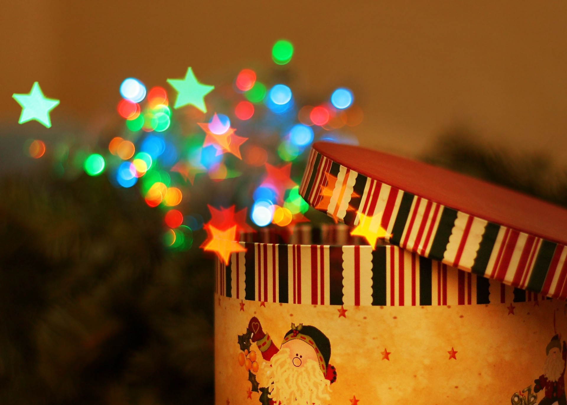 navidad año nuevo milagro bokeh magia sorpresa cuento de hadas caja regalo