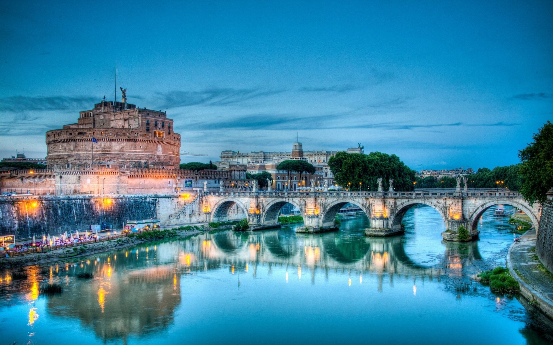 italy rome bridge river tiber castle of st . angela sant angelo