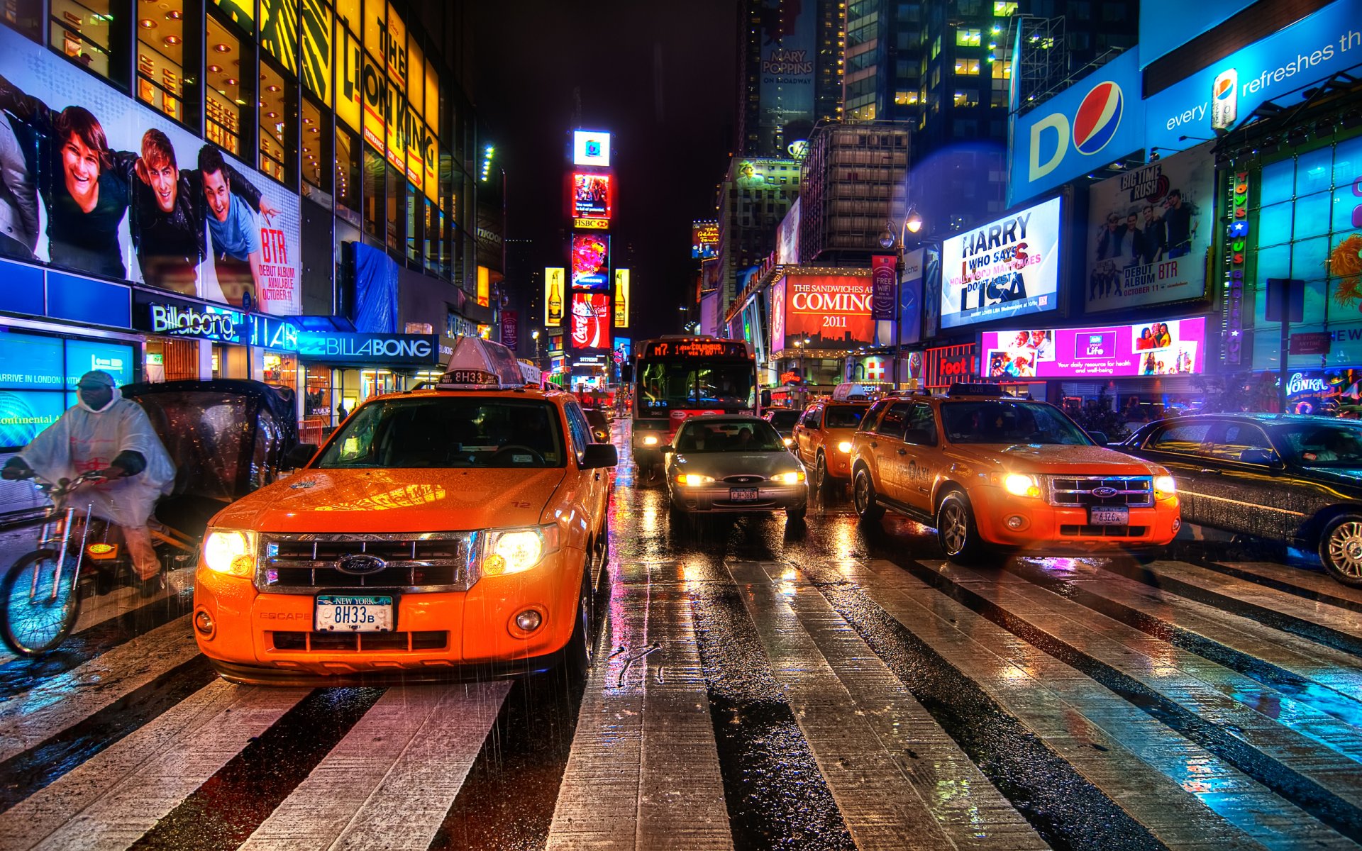 new york usa times square rain dance nacht