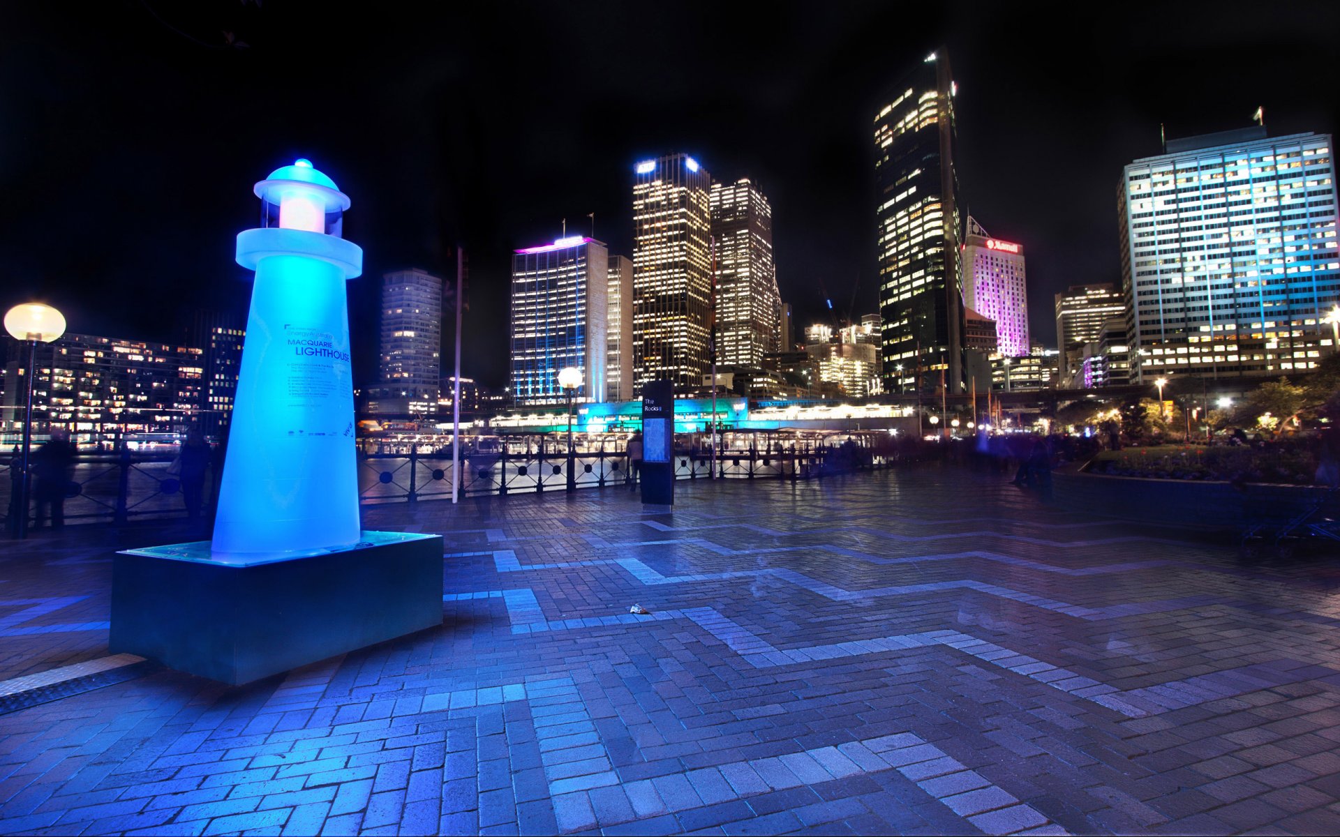 australia sydney porto e skyline centro notte luce