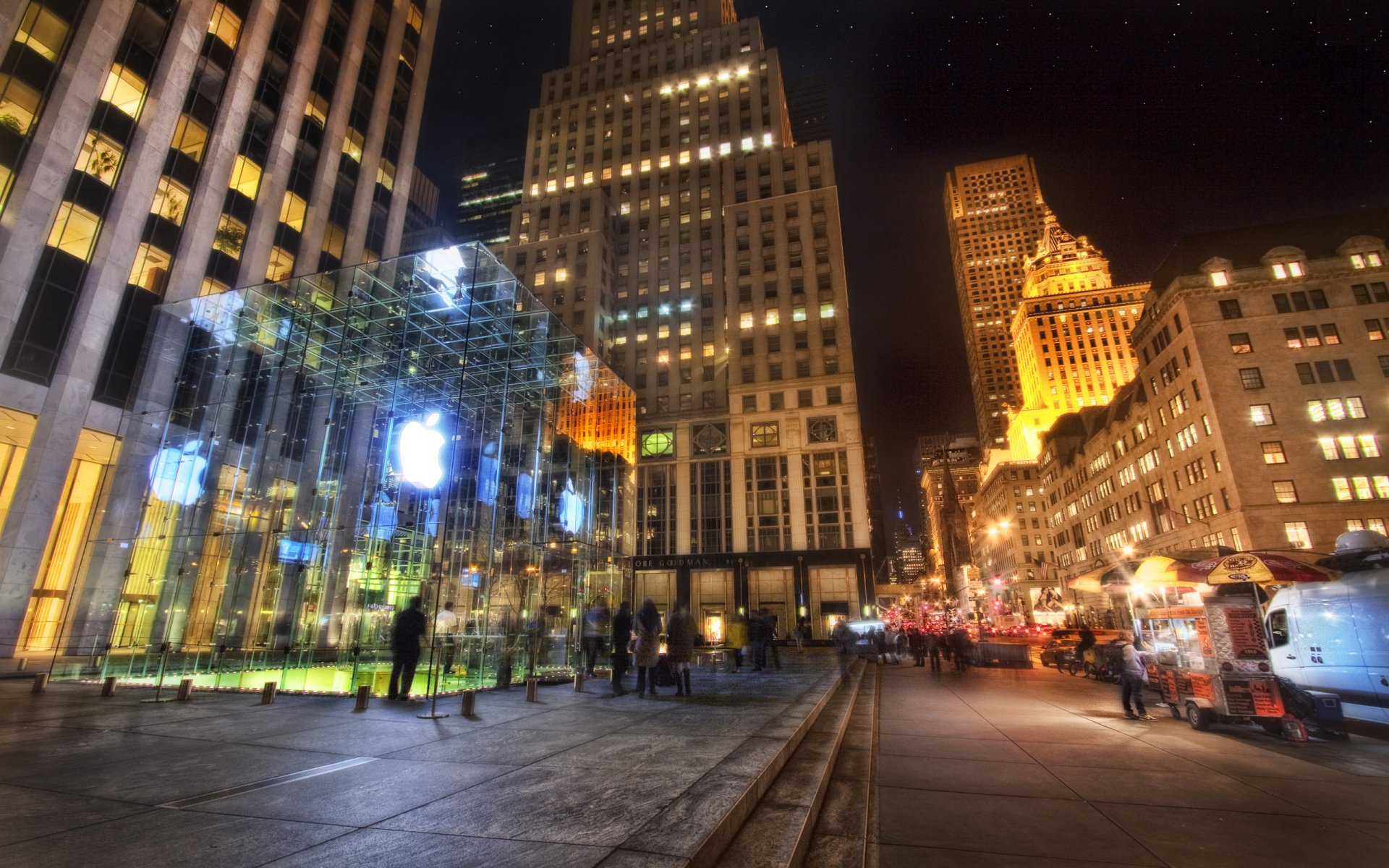 new york états-unis apple store fifth avenue manhattan nuit