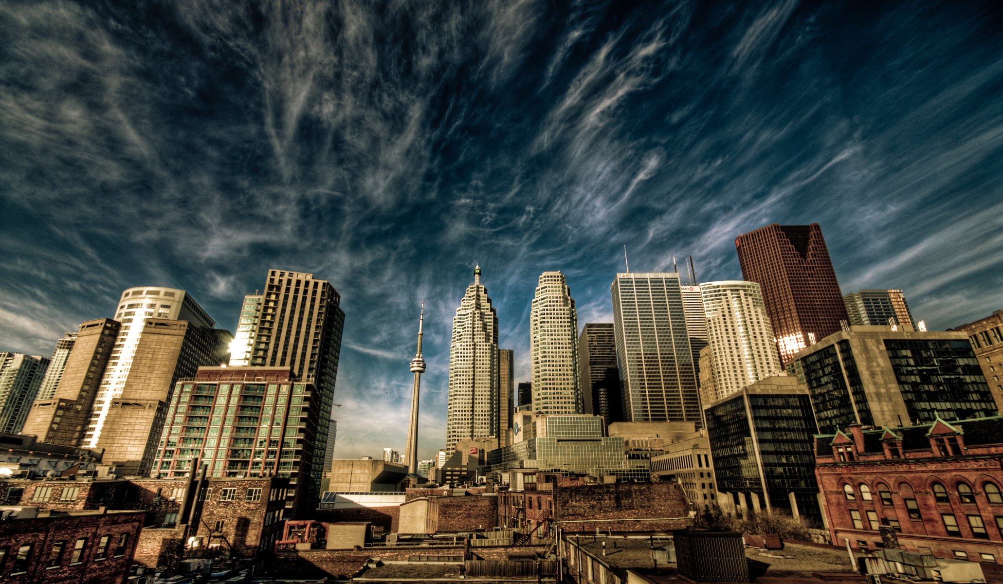 ville toronto canada ciel nuages maison