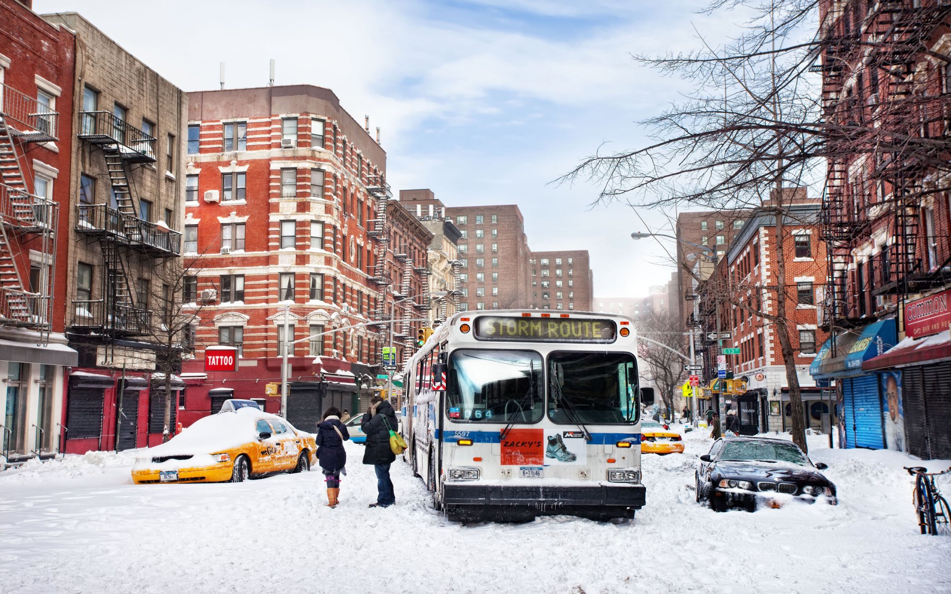 nowy jork usa east village śnieg zima zima