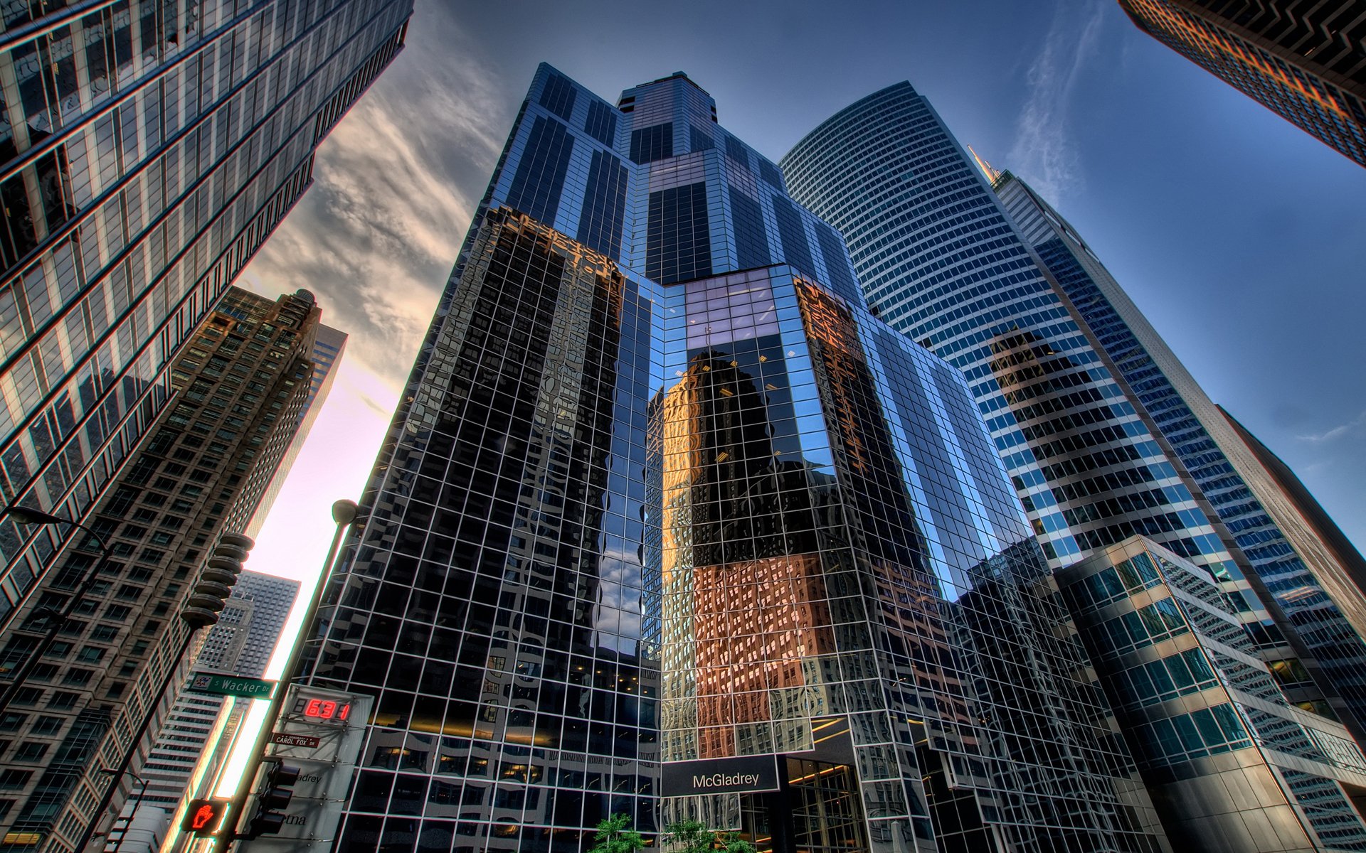 america usa states city chicago houses skyscrapers sky clouds hdr