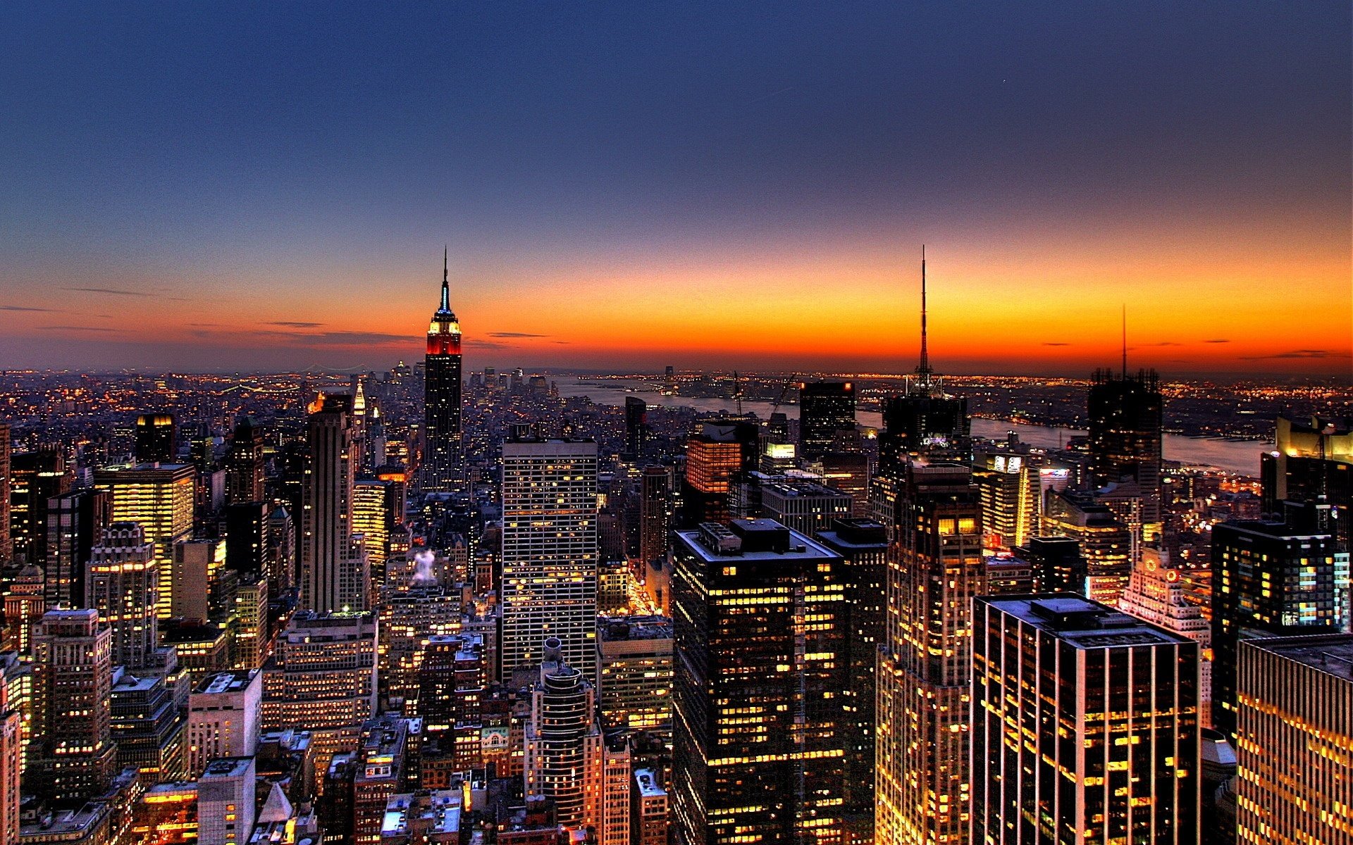 ciudad nueva york nueva york noche rascacielos edificios