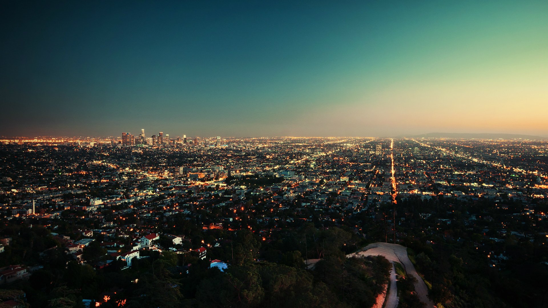 città sera luci tramonto dall alto los angeles