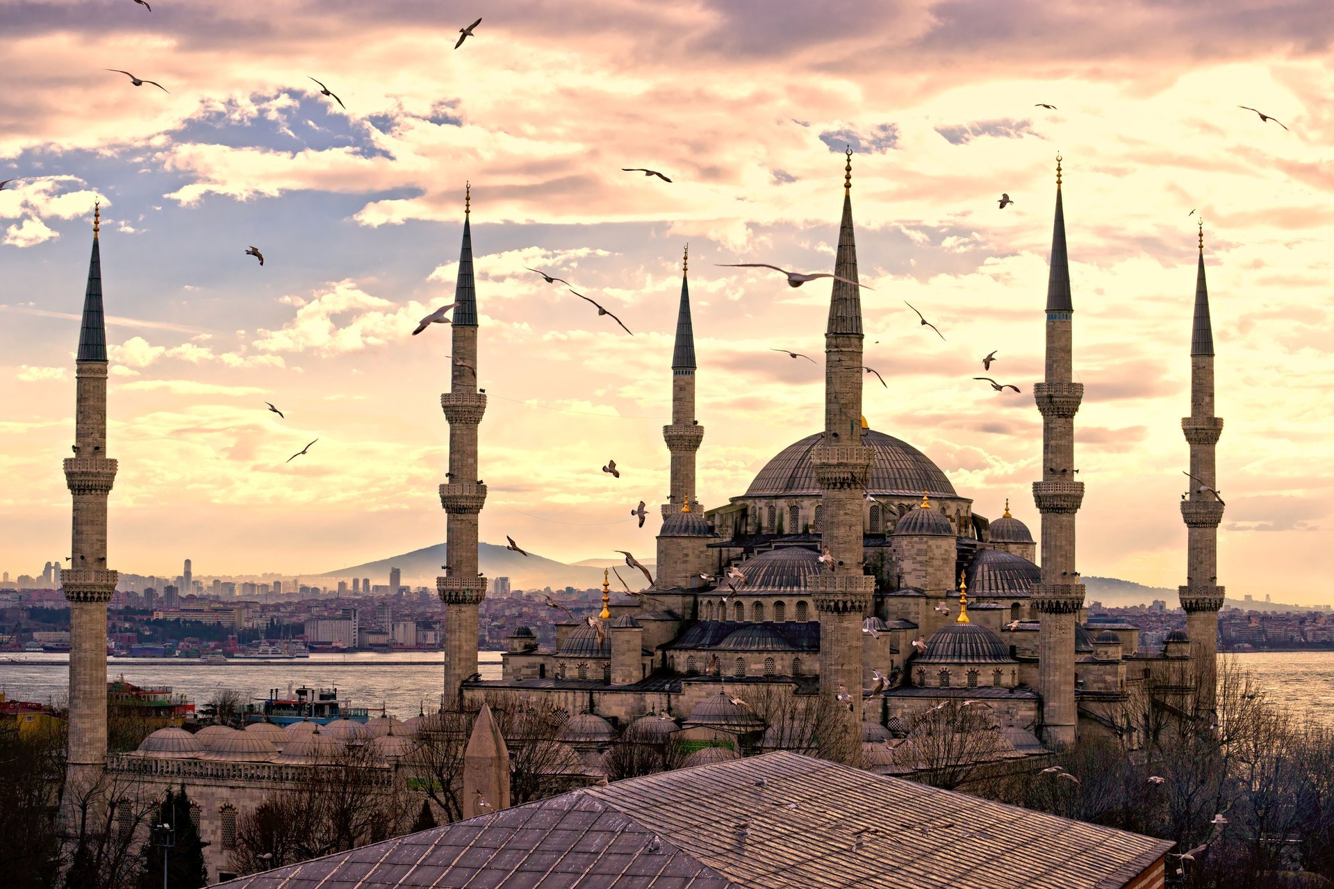 istanbul turkey town sultanahmet mosque panorama