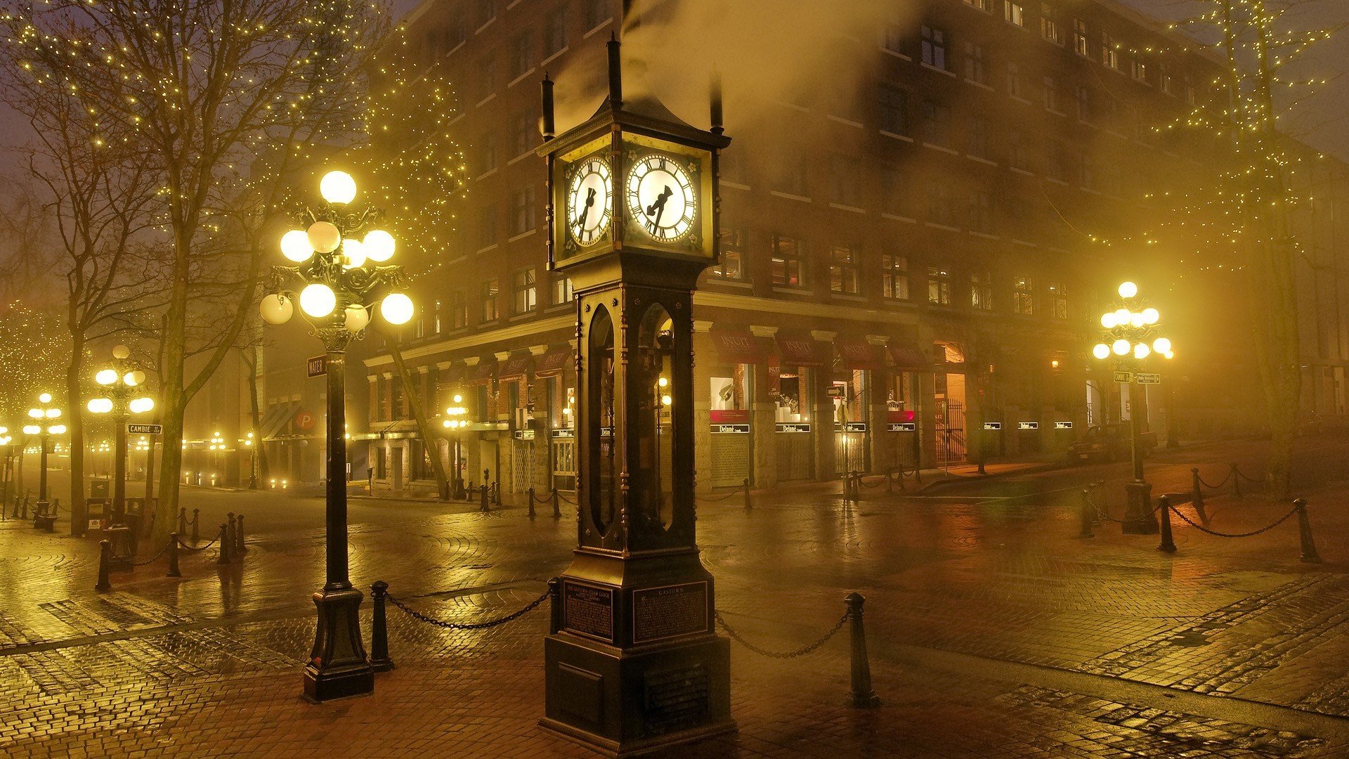 stadt straße uhr lichter abend licht