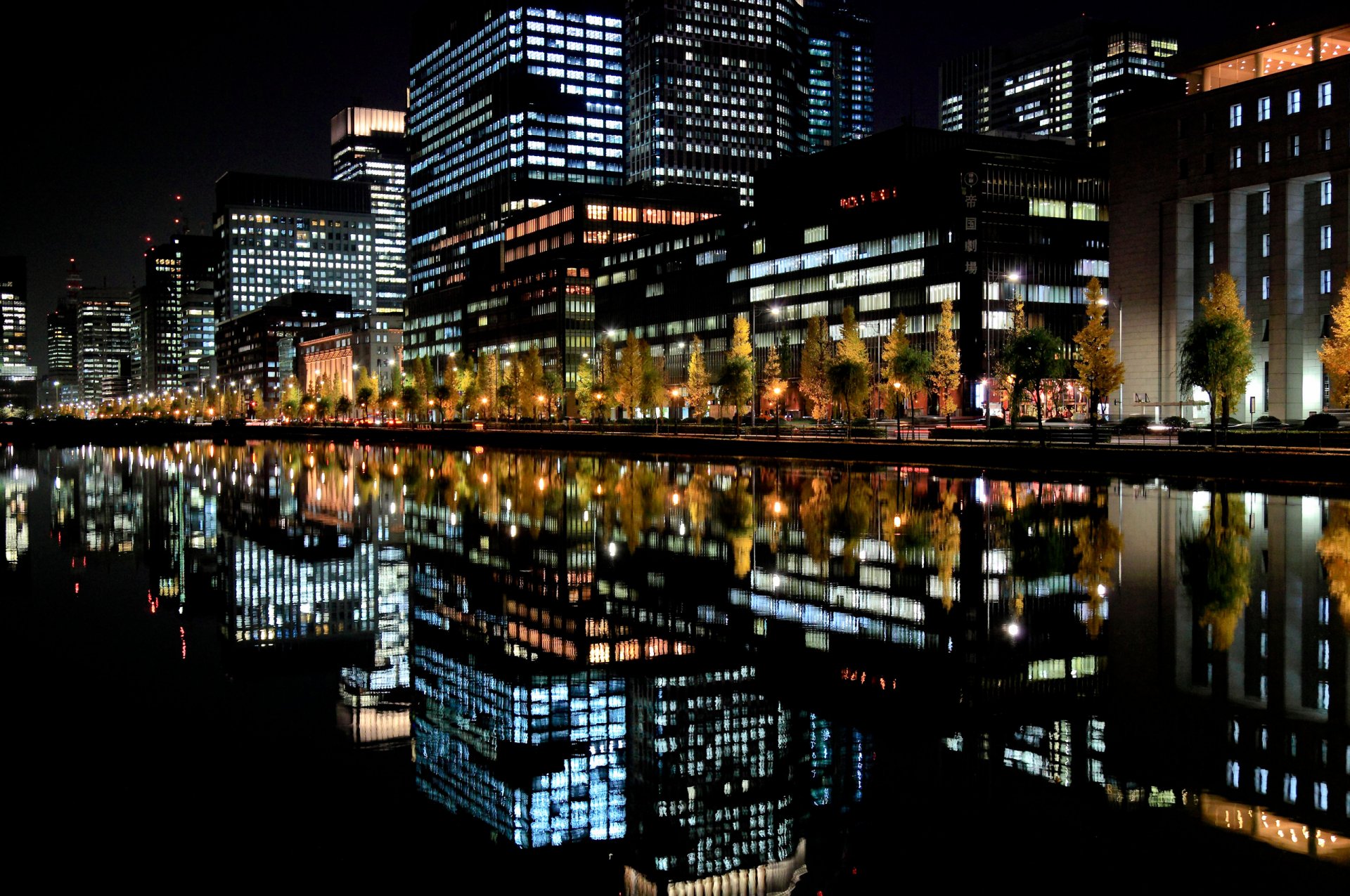 stadt japan nacht lichter reflexion