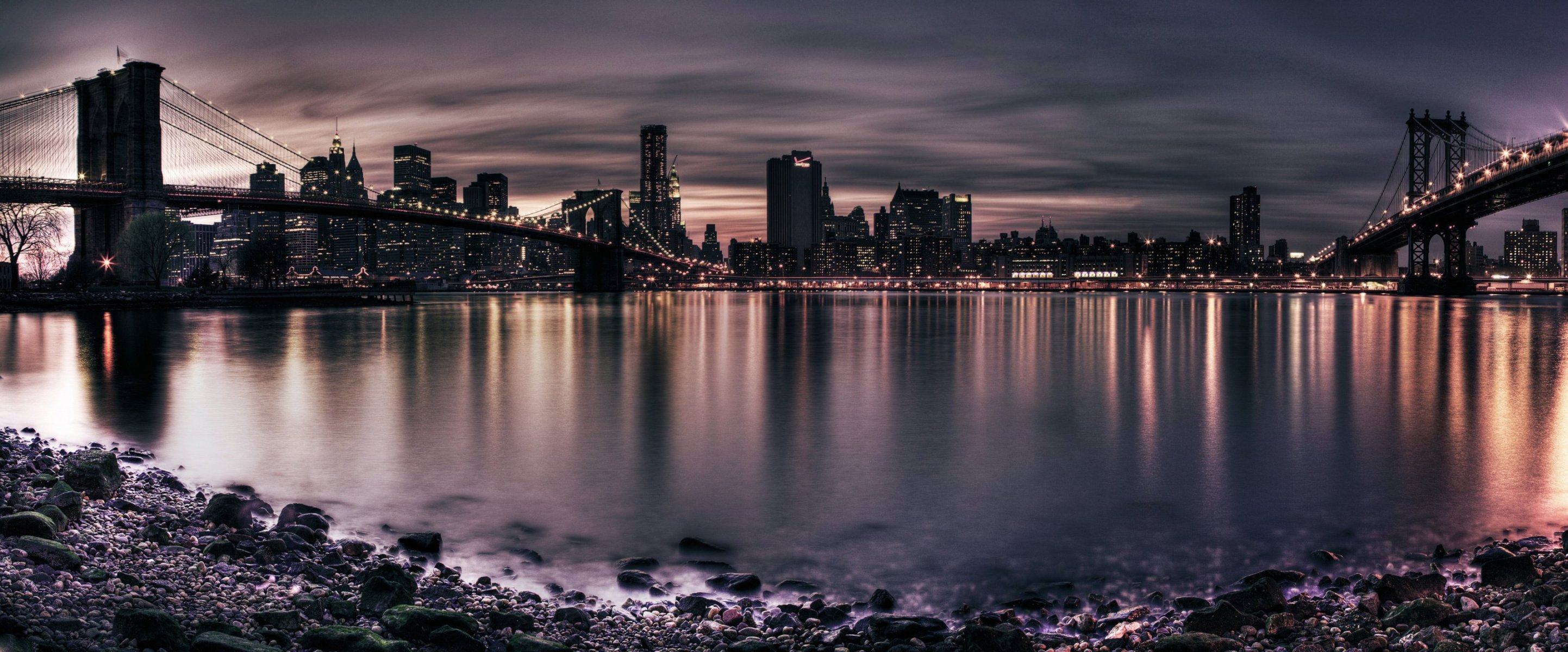 panorama town bridges bridge river beach night light