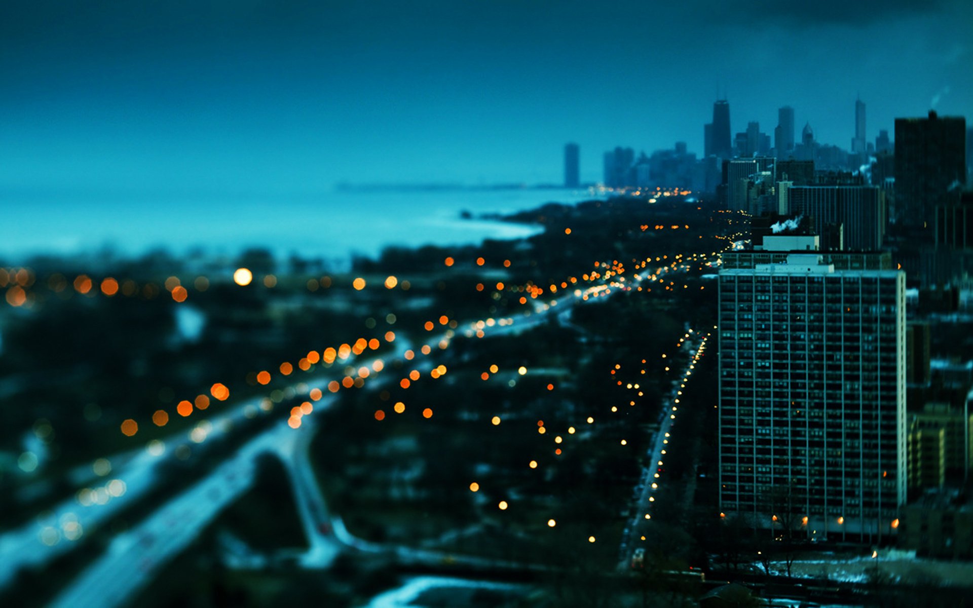 chicago amérique gratte-ciel etats-unis bâtiments coucher de soleil hiver lumières joliment