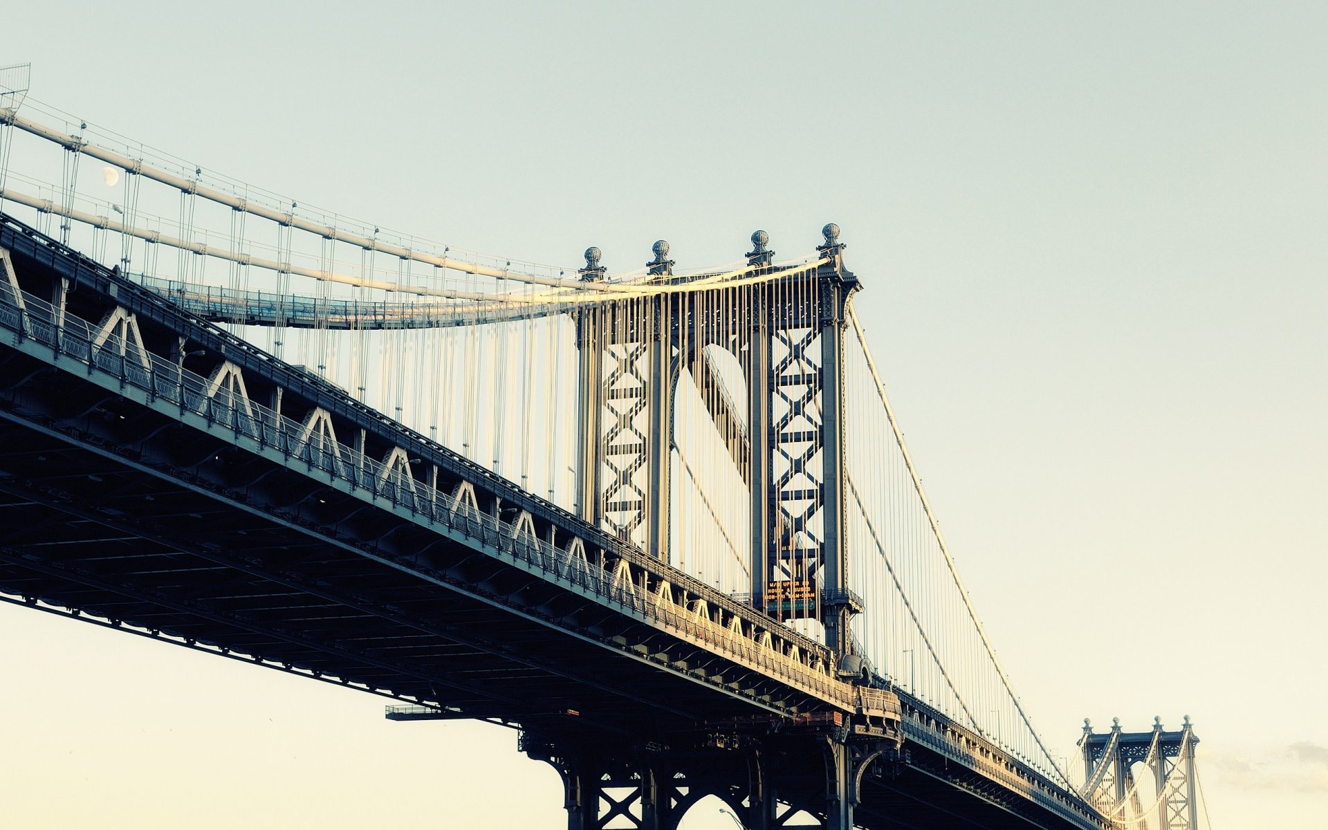 manhattan bridge moonrise new york stati uniti