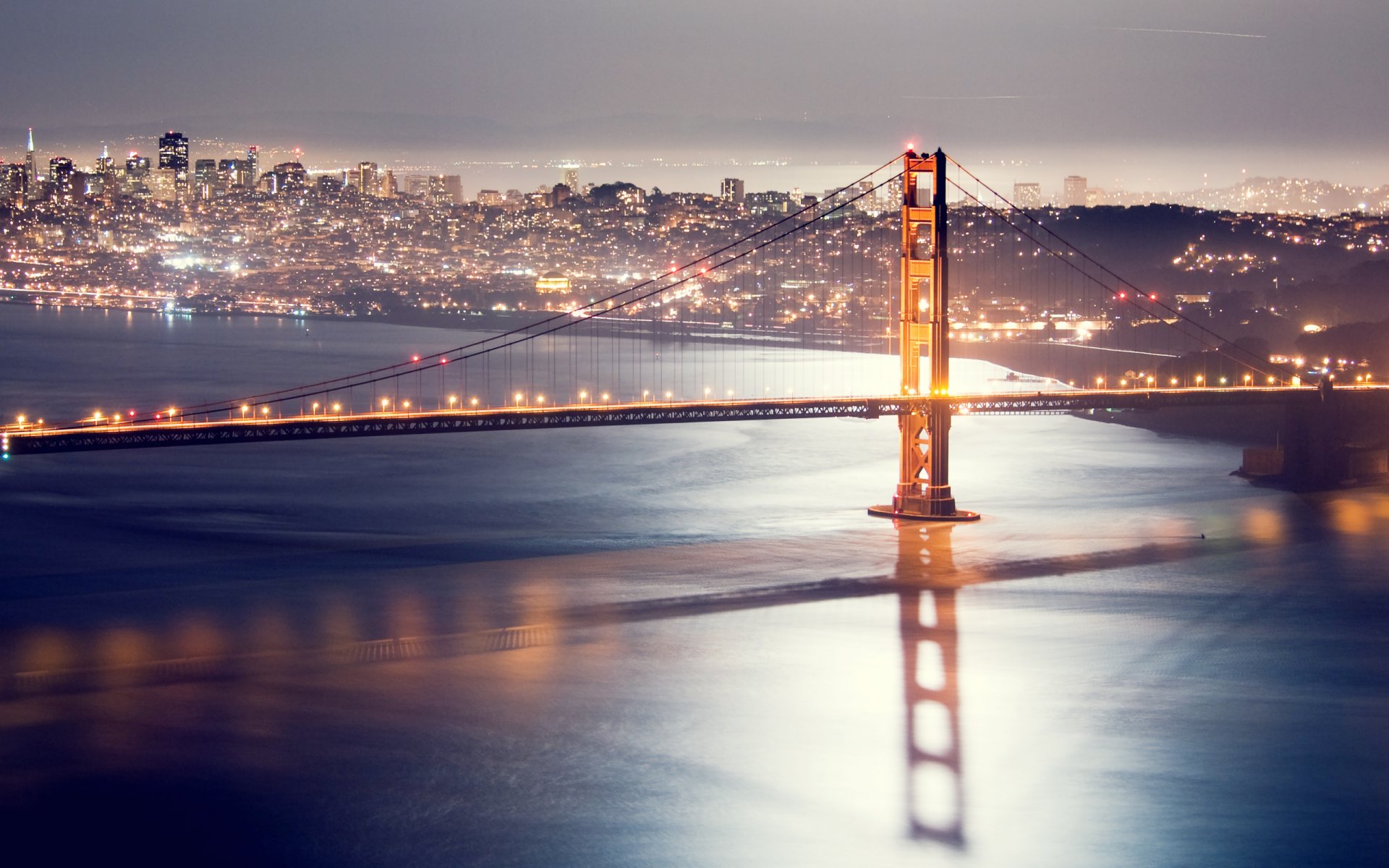 golden gate bridge san francisco nacht brücke lichter