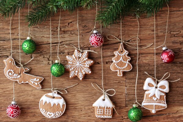 Sweet cookies-garlands for decorating a Christmas tree