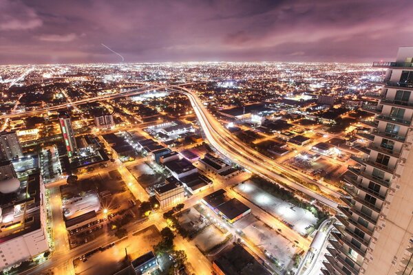 Vue de nuit de Miami à vol d oiseau