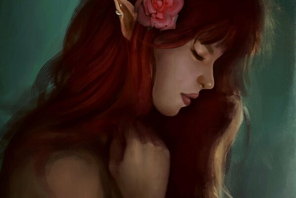 Sur les oreilles des Elfes fleur rose